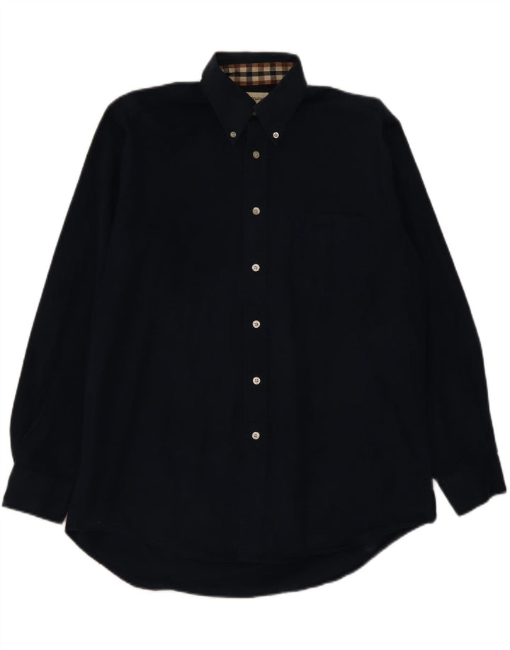 AQUASCUTUM Мужская рубашка свободного кроя, средний темно-синий хлопок