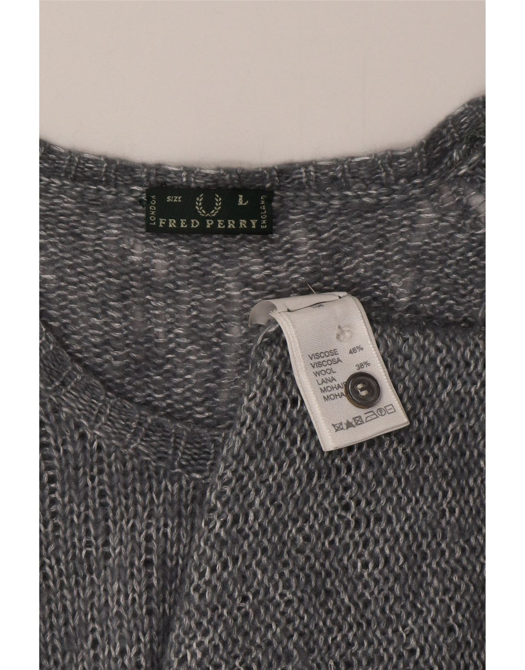 Женский кардиган Fred Perry, свитер UK 14, большой серый, вискоза с крапинками