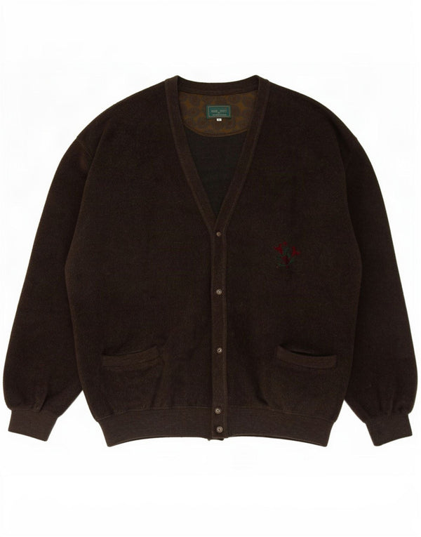 Webb&Scott Mens Cardigan Sweater XL Brown Virgin Wool