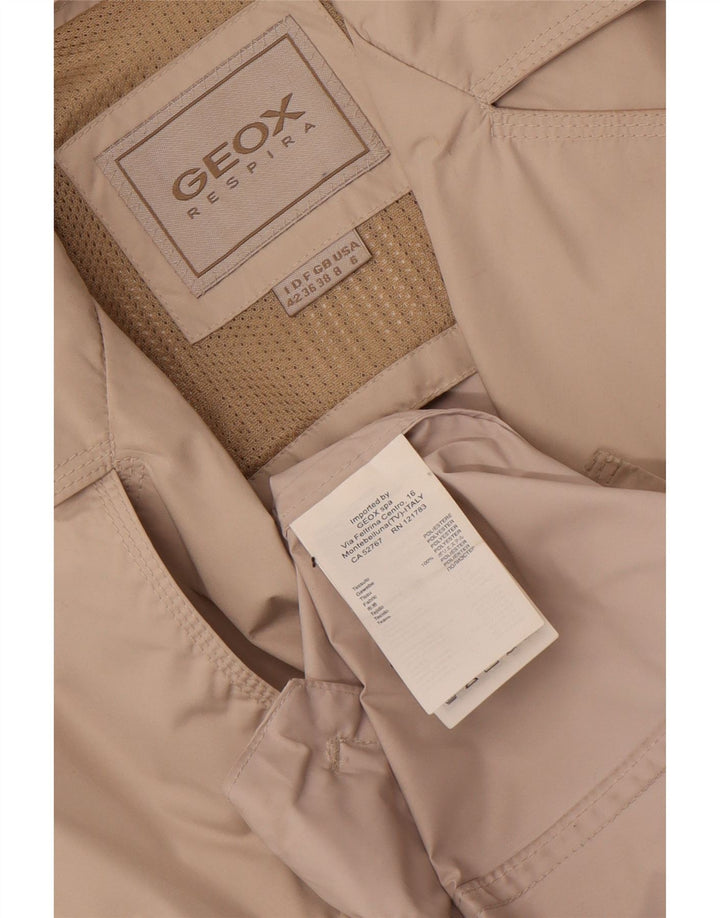 Женский двубортный плащ Geox Respira UK 8, маленький, бежевый, полиэстер