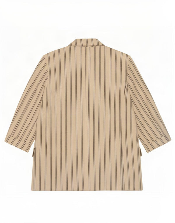 Zara Womens 3/4 Sleeve Blazer Jacket UK 10 Small Off White Striped