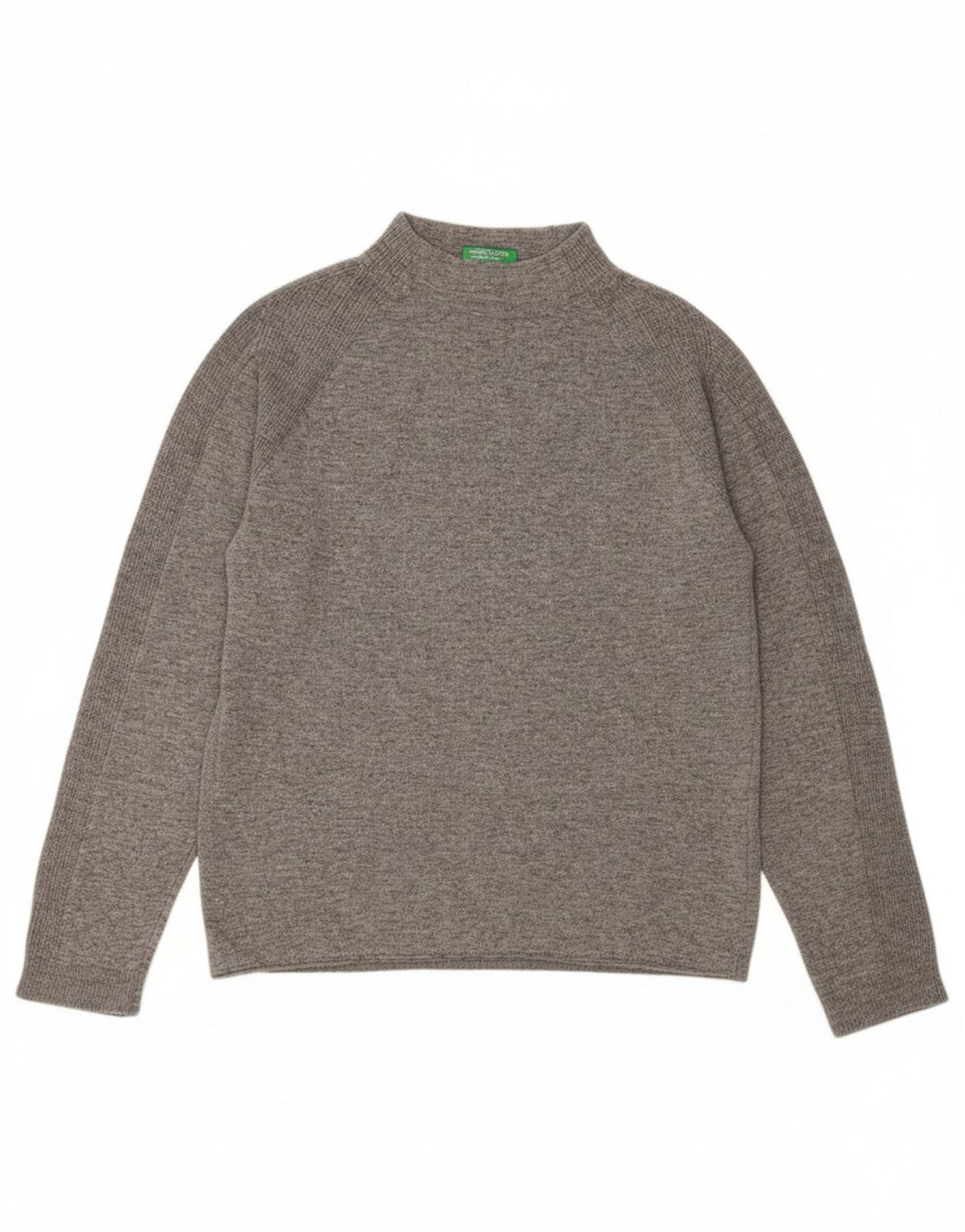 BENETTON Womens Turtle Neck Jumper Sweater UK 14 Medium Grey Polyamide