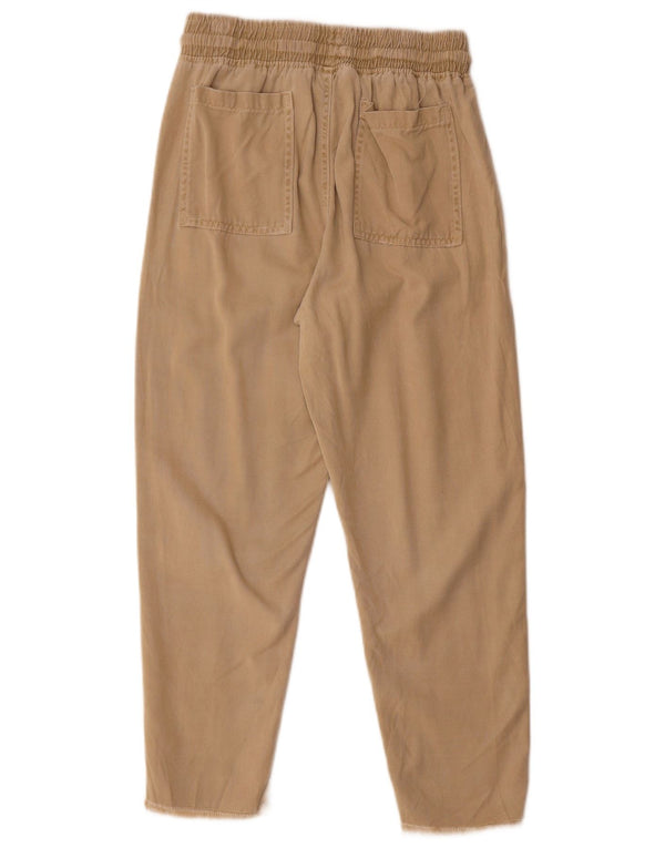 Женские узкие укороченные брюки Zara XS W24 L25 бежевого цвета из лиоцелла