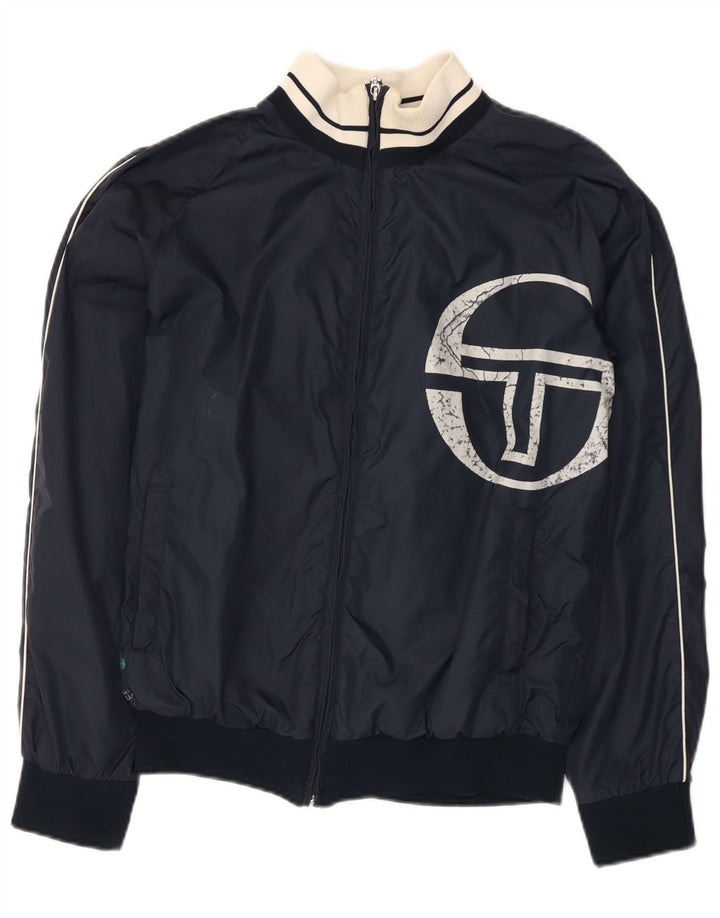 Мужской спортивный костюм с графическим рисунком Sergio Tacchini, маленькая темно-синяя полиамидная куртка