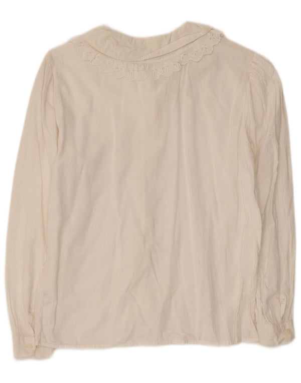 Женская блузка-рубашка Benetton UK 8, маленькая, белый, хлопок