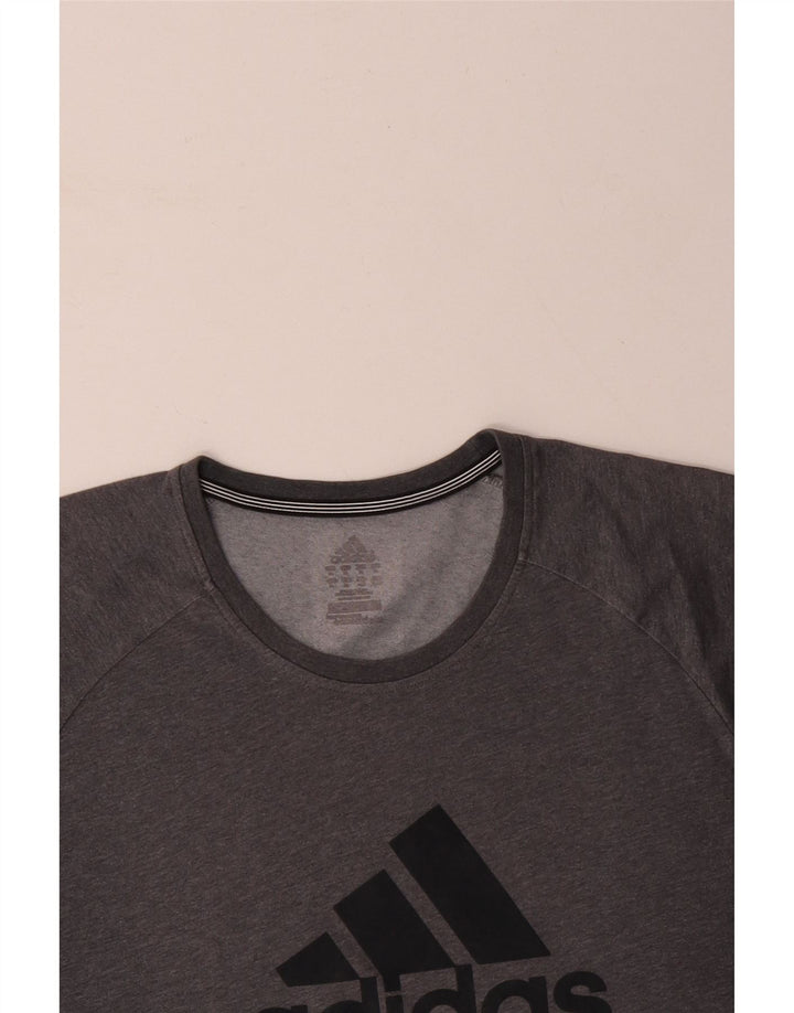 Мужская футболка ADIDAS Climalite с рисунком, топ XL, серый полиэстер