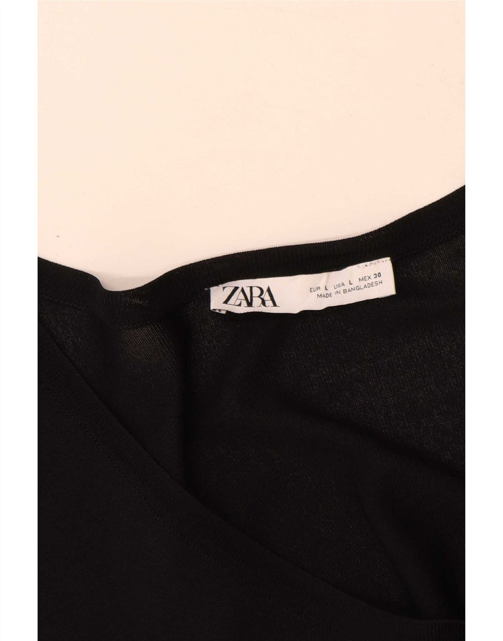 Женская футболка оверсайз Zara Top UK 16, большая черная