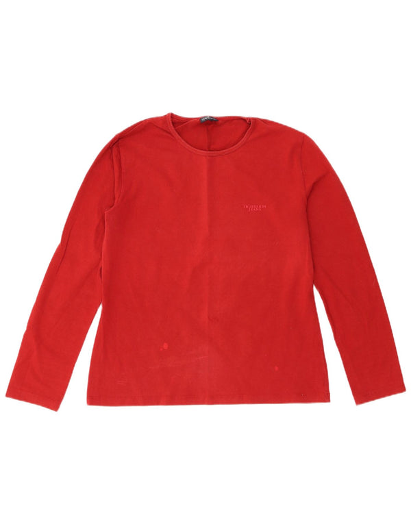 Trussardi Jeans Womens Top Long Sleeve UK 18 XL Red Cotton
