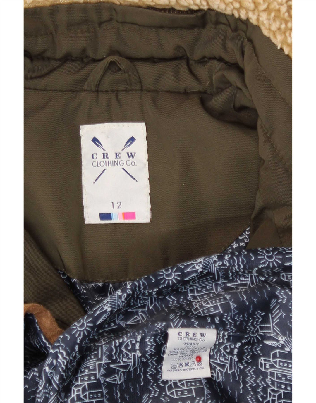 Женская стеганая куртка Crew Clothing UK 12, средний цвет хаки, полиэстер