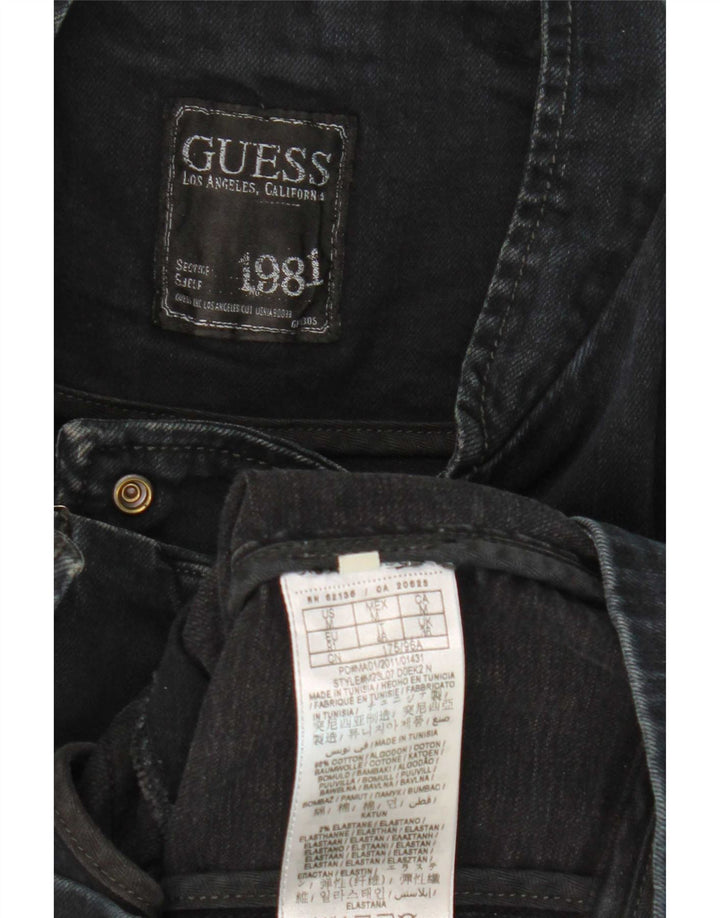 Мужская джинсовая байкерская куртка Guess UK 36, маленькая черная, хлопок