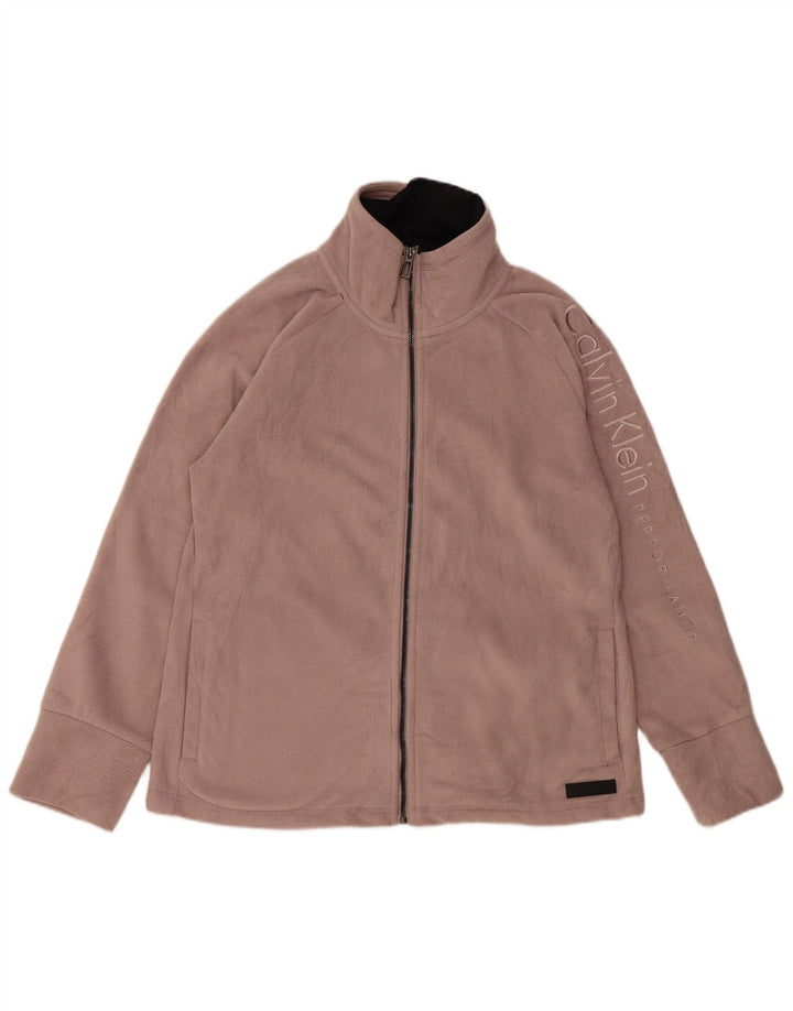 Женская флисовая куртка с графическим рисунком CALVIN KLEIN UK 16, большой розовый полиэстер