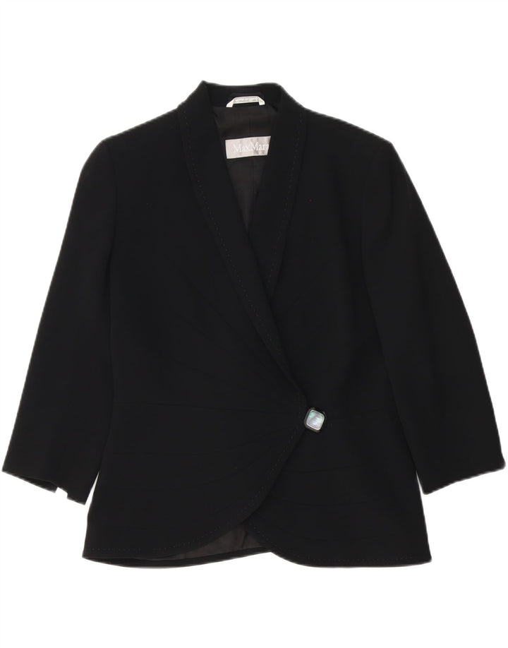 Женский пиджак Max Mara с рукавом 3/4 и 1 пуговицей, Великобритания 12, средний черный вискоза