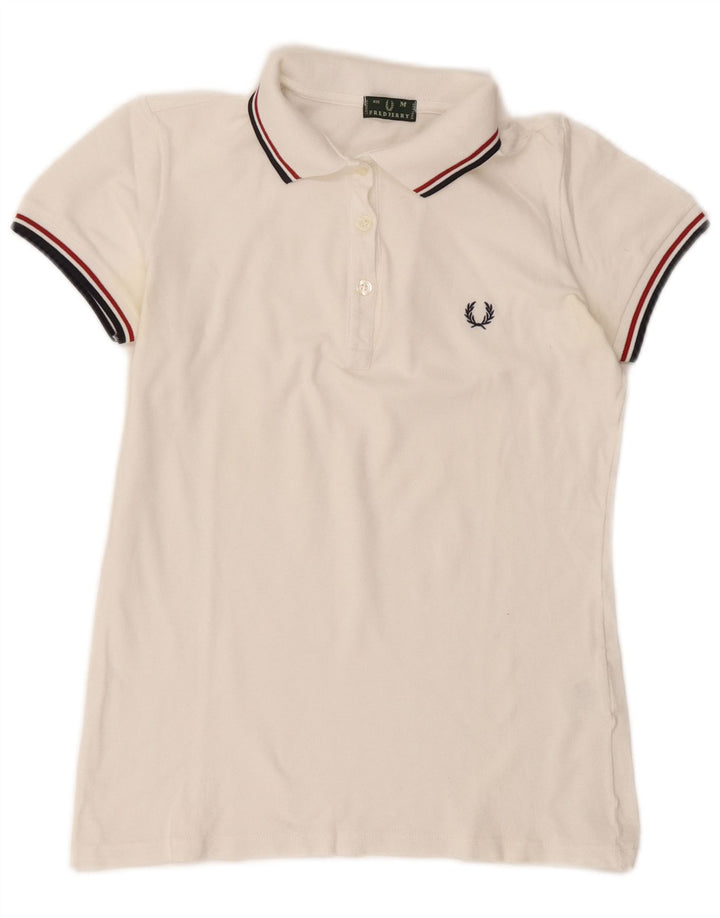 Женская рубашка поло Fred Perry UK 14, средний белый хлопок