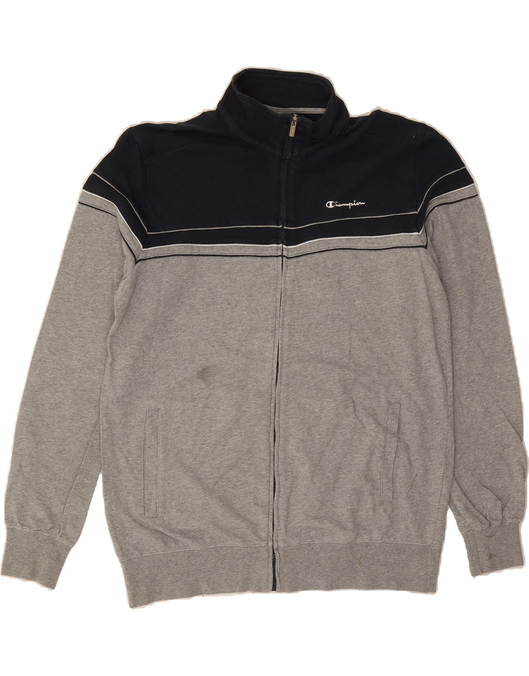 CHAMPION Mens Tracksuit Top Jacket XL Grey Colourblock Cotton Vintage Champion and Second-Hand Champion from Messina Hembry 