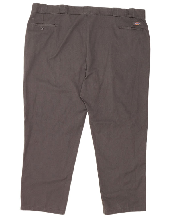 DICKIES Mens Straight Cropped Trousers W50 L30 Grey Polyester