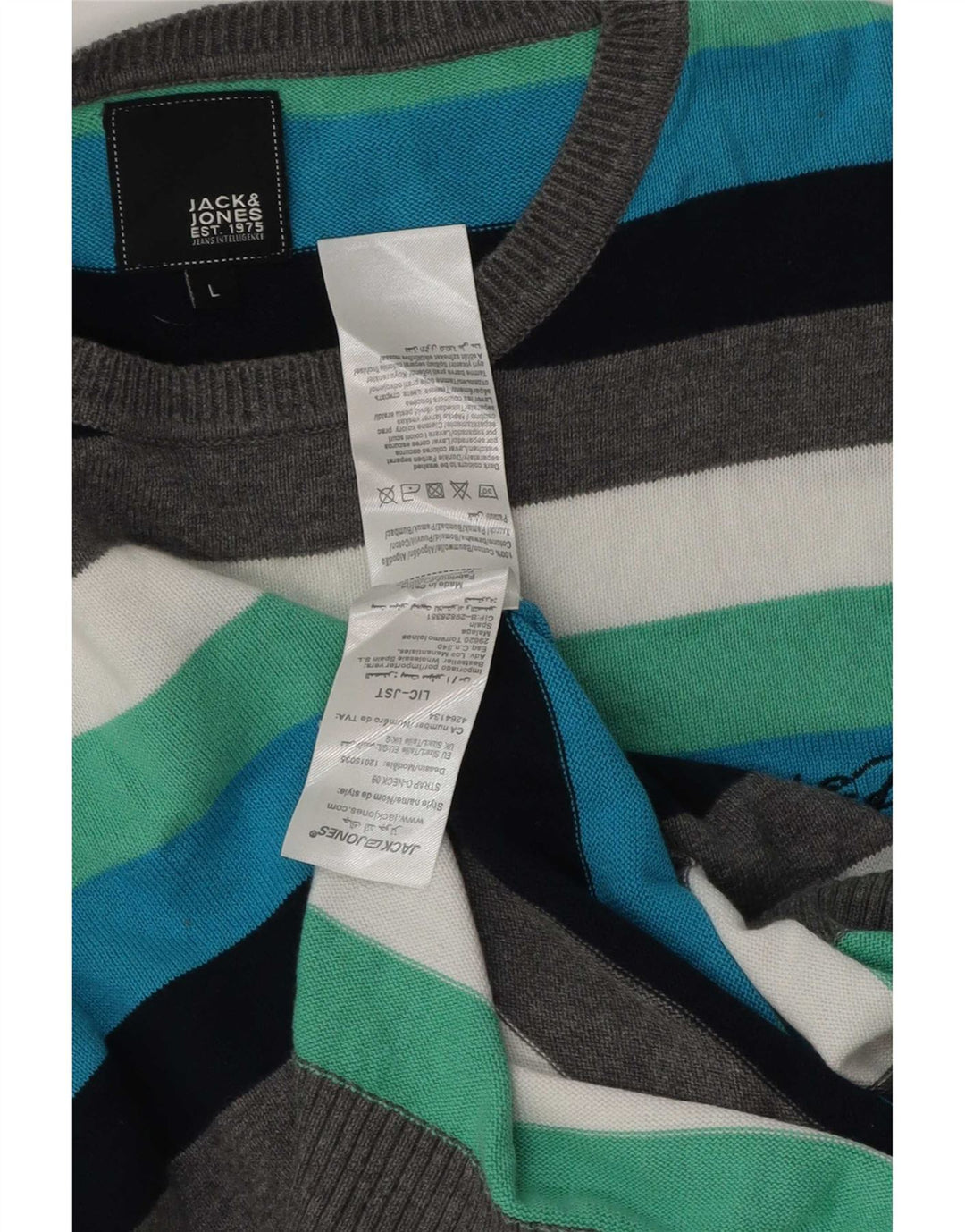 Мужской джемпер с круглым вырезом Jack & Jones в большую разноцветную полоску