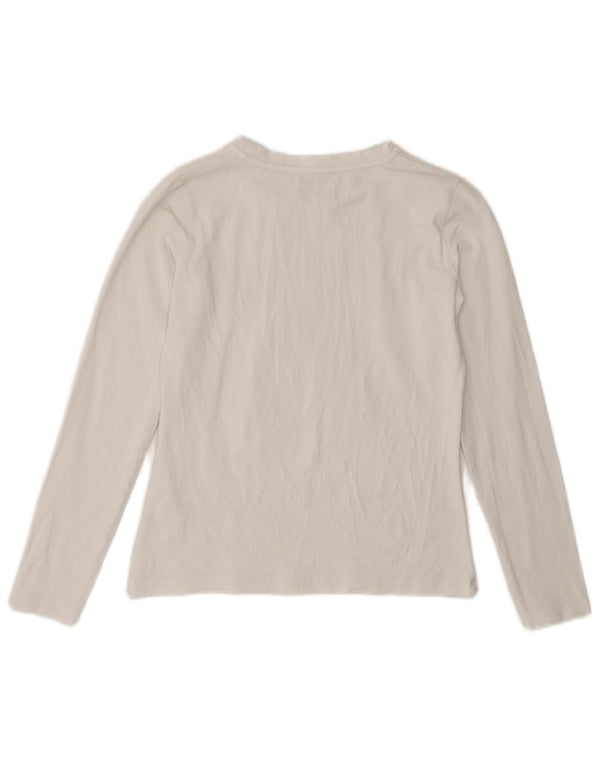 PATRIZIA PEPE Топ с рисунком для девочек, длинный рукав, 7–8 лет, размер XL, белый хлопок