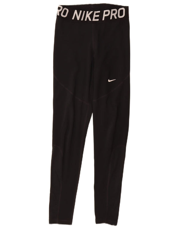 Женские леггинсы с рисунком NIKE Dri Fit UK 12, средний черный полиэстер