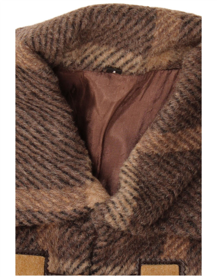 ВИНТАЖНЫЙ женский дафлкот США 1 XS, коричневая клетка в клетку