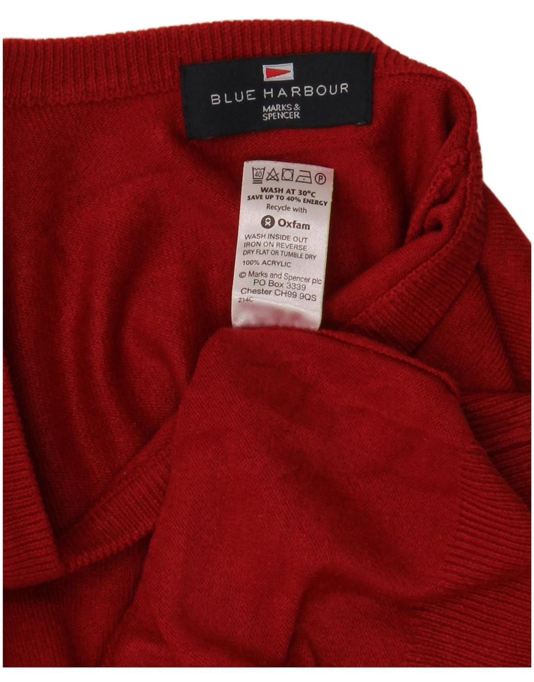 Мужской джемпер с v-образным вырезом Marks & Spencer Blue Harbour, средний красный акрил
