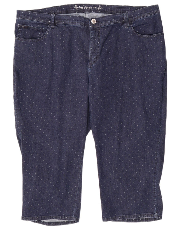 Женские джинсы-капри классического кроя LEE США 24 4XL W48 L20, хлопок в синие пятна