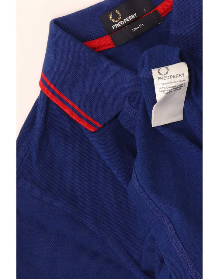 Мужская рубашка-поло приталенного кроя Fred Perry, маленькая, темно-синяя, хлопковая