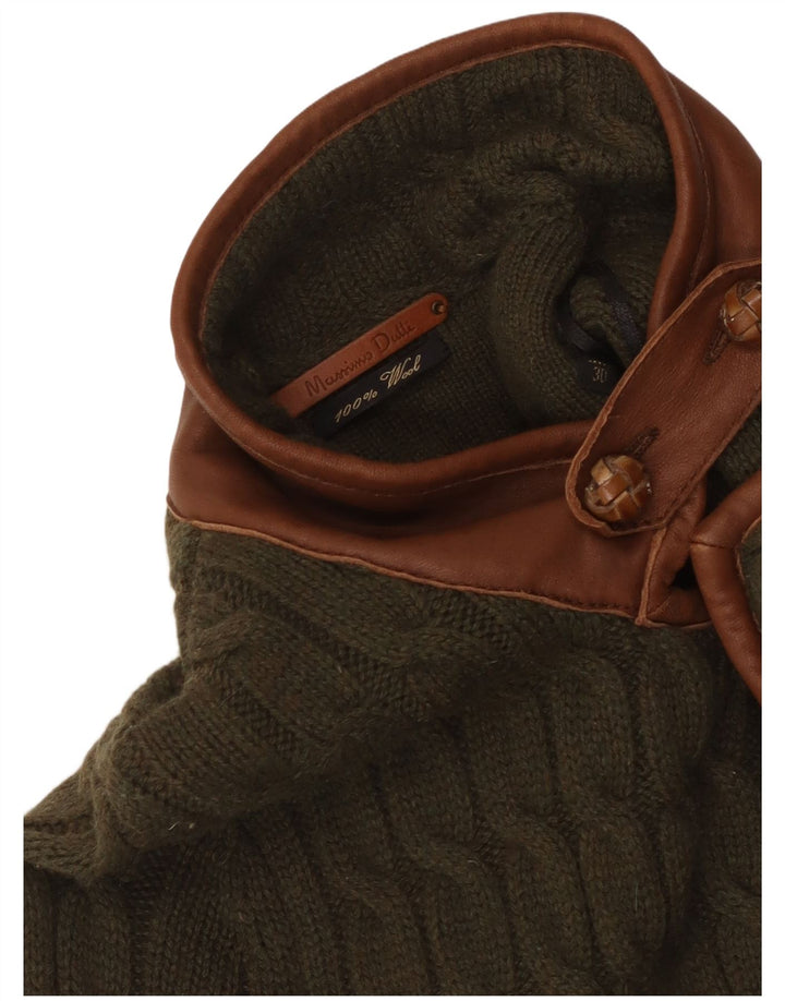 Женский кардиган Massimo Dutti UK 8, маленький цвет хаки, шерсть с цветными блоками