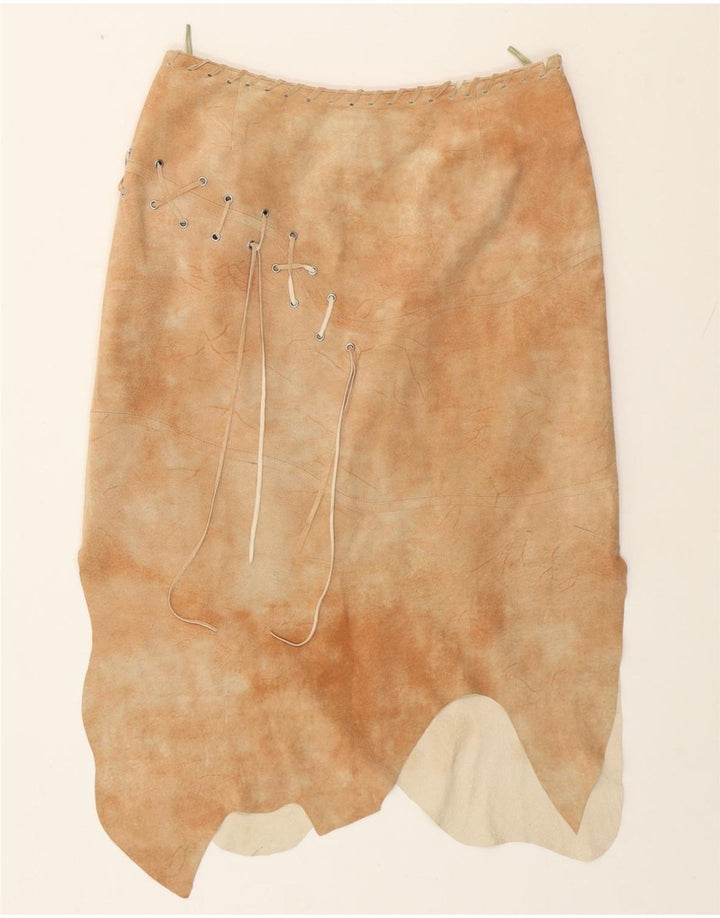 HELLINE Женская асимметричная юбка UK 14, большая W30, бежевая кожа тай-дай