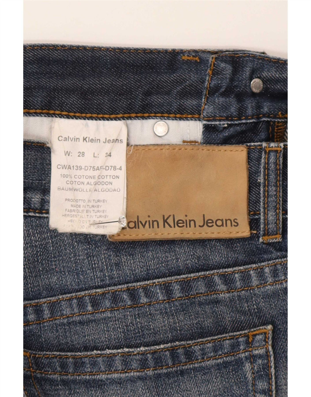 Мужские прямые джинсы Calvin Klein W28 L30 синие, хлопок