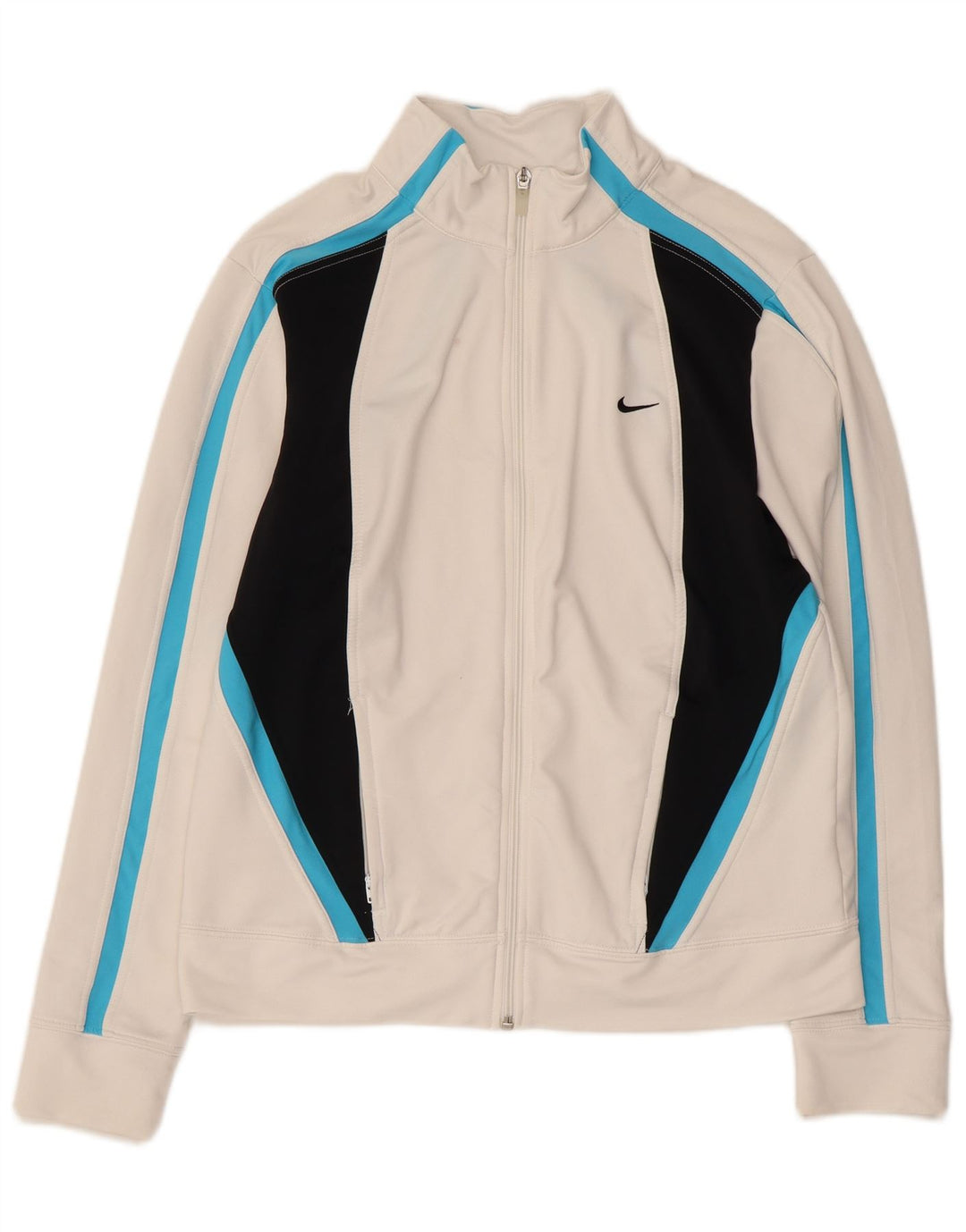 Женская верхняя куртка для сухого спортивного костюма NIKE, размер США 12/14, большой белый цвет с цветными блоками