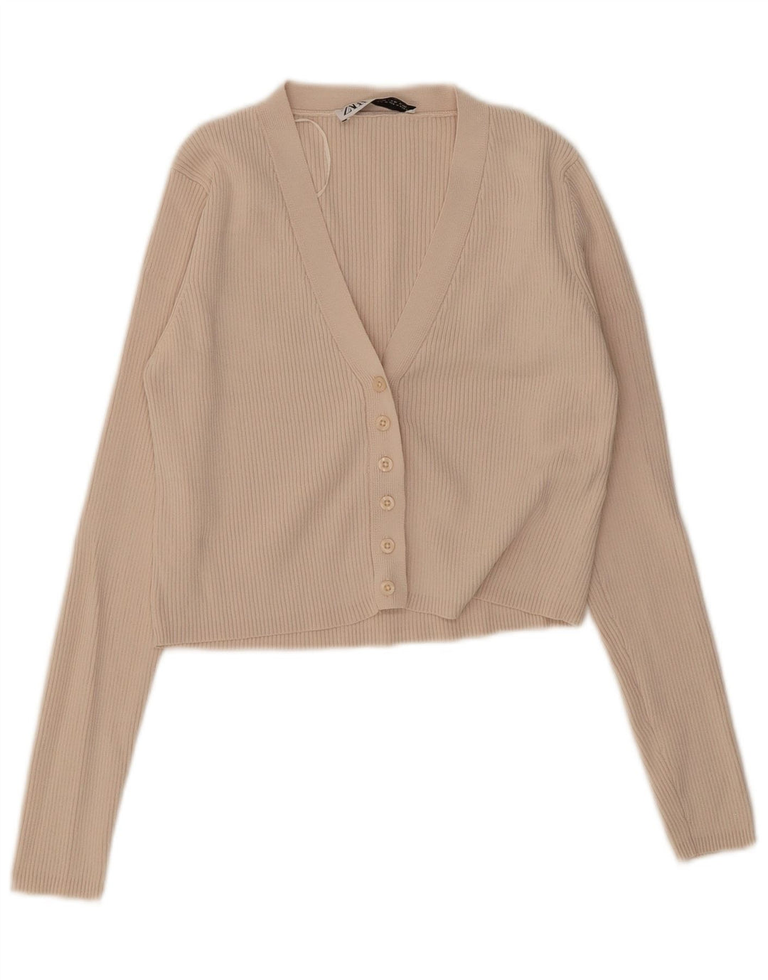 Женский укороченный кардиган Zara UK 12, средний бежевый, вискоза