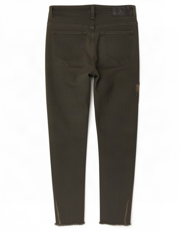 Женские укороченные джинсы Zara Slim Z1975 EU 38 Small W28 L26 Хаки с цветочным принтом
