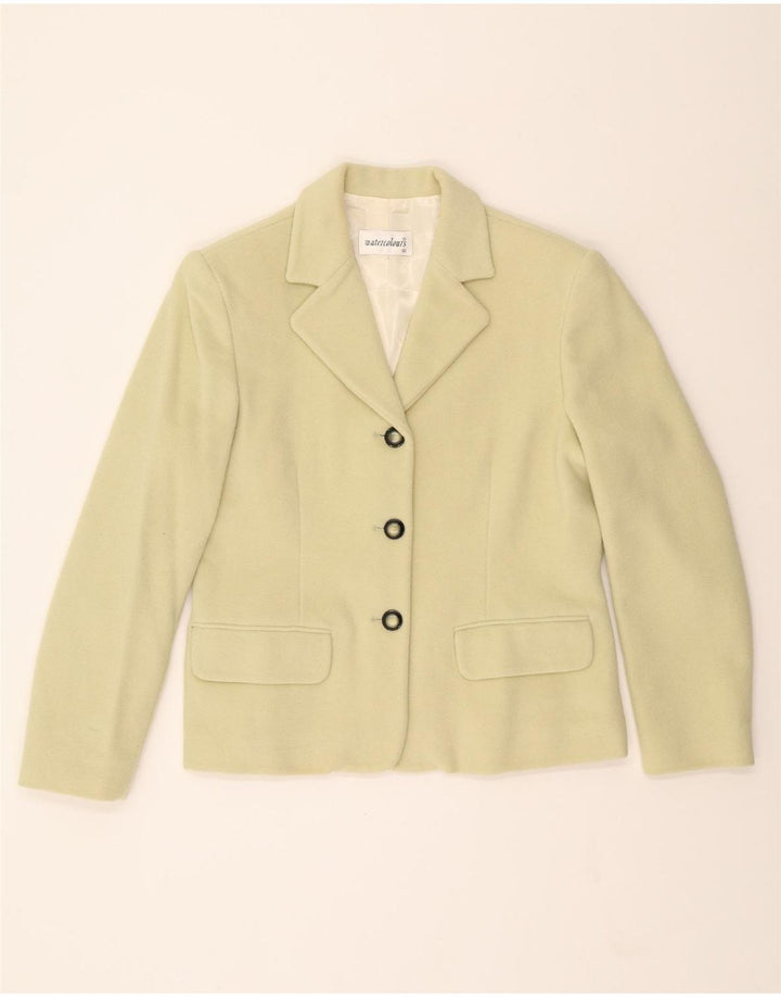 VINTAGE Womens 3 Button Blazer Jacket UK 12 Medium Green Wool Vintage Vintage and Second-Hand Vintage from Messina Hembry 