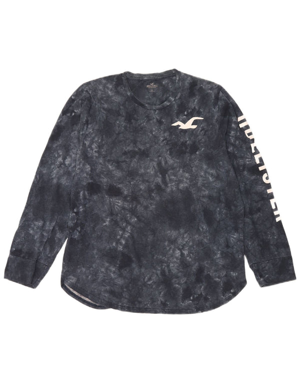 Мужской топ с рисунком Hollister, длинный рукав XL, черный, хлопковый, тай-дай