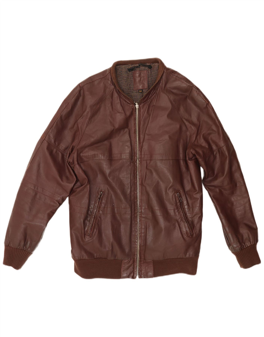 Мужская кожаная куртка VINTAGE UK 38 средний бордовый