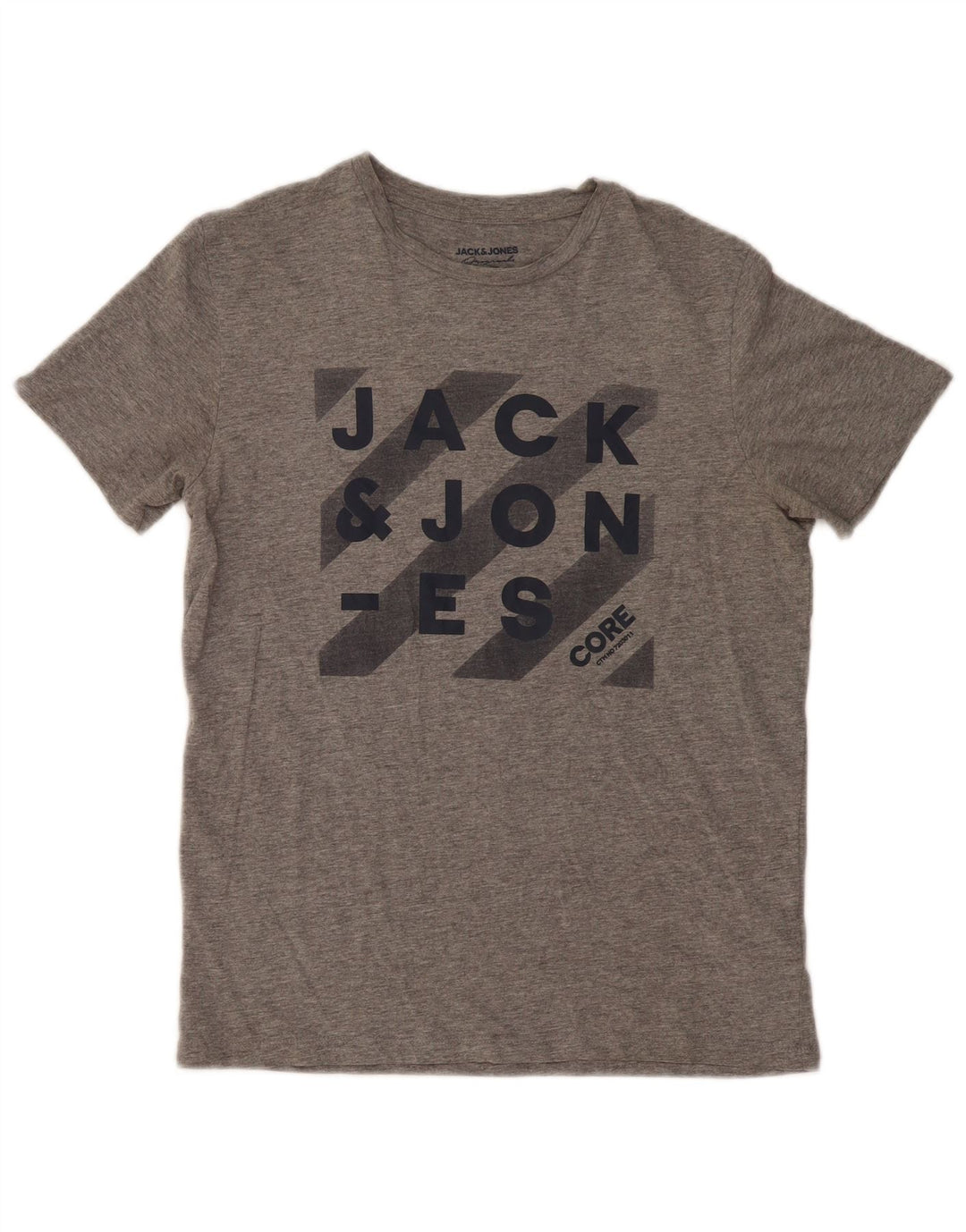 Мужская футболка с рисунком Jack & Jones, хлопковый топ среднего серого цвета