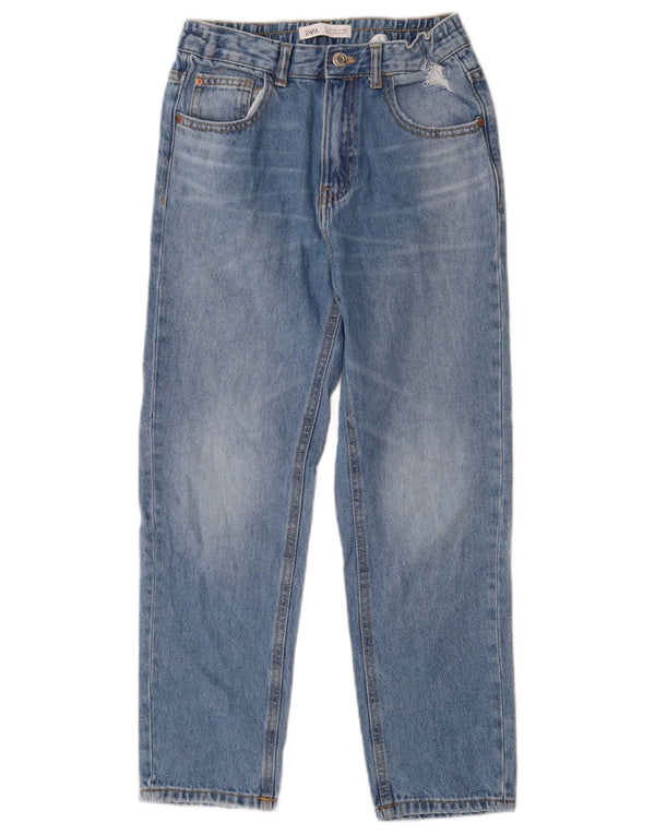 Потертые джинсы с высокой талией Zara для девочек 11–12 лет W26 L24, синие