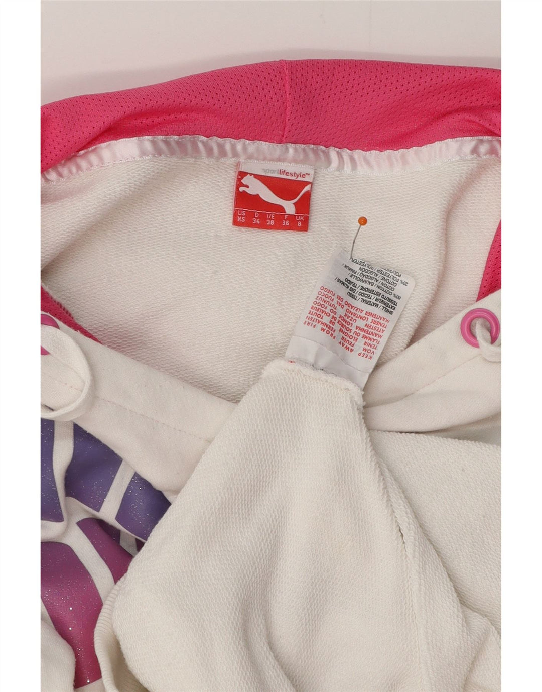 Женский джемпер с капюшоном PUMA UK 8, маленький, белый, хлопок