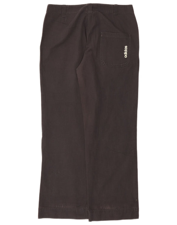 Adidas Womens Straight Casual Trousers UK 12 Medium W30 L30 Grey Cotton