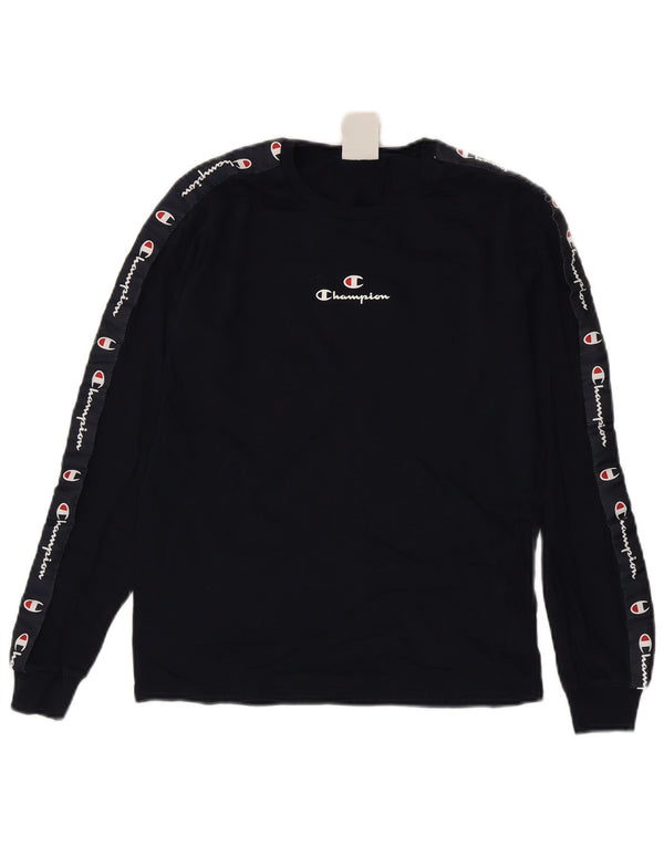 Топ с рисунком для девочек Champion, 13–14 лет, XL, темно-синий, хлопок, с длинными рукавами