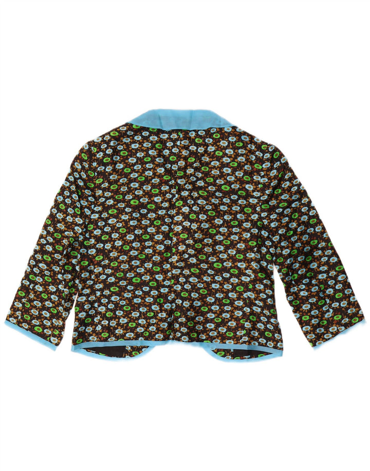 ВИНТАЖНЫЙ женский комплект из 2 предметов с рукавом 3/4, Великобритания 14, средний черный с цветочным принтом