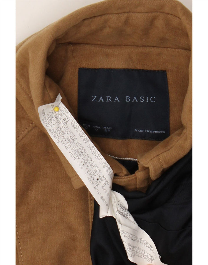 Женское двубортное пальто Zara UK 12, средний цвет, бежевый хлопок