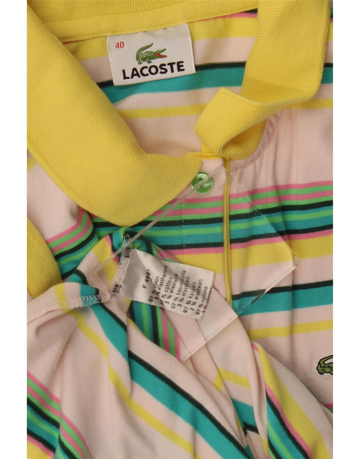 LACOSTE Женская рубашка-поло, размер 40, средний размер, хлопок в разноцветную полоску