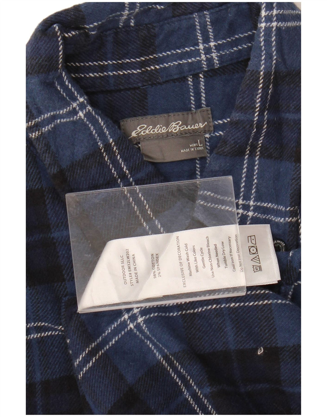 Мужская фланелевая рубашка Eddie Bauer, темно-синяя клетка, хлопок, большой размер