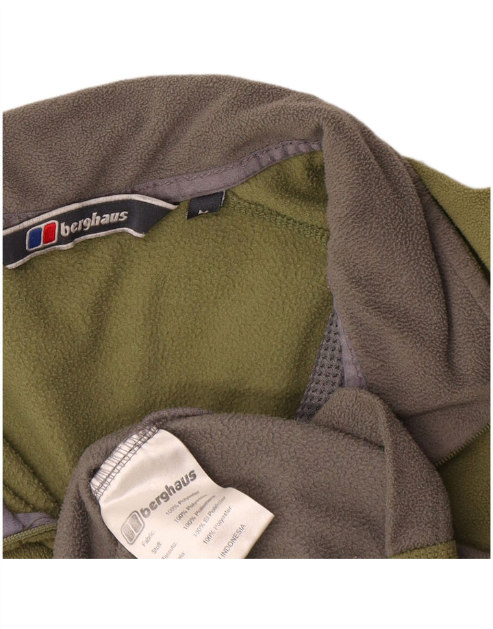 Berghaus Мужской флисовый джемпер с воротником на молнии, средний хаки, полиэстер с цветными блоками