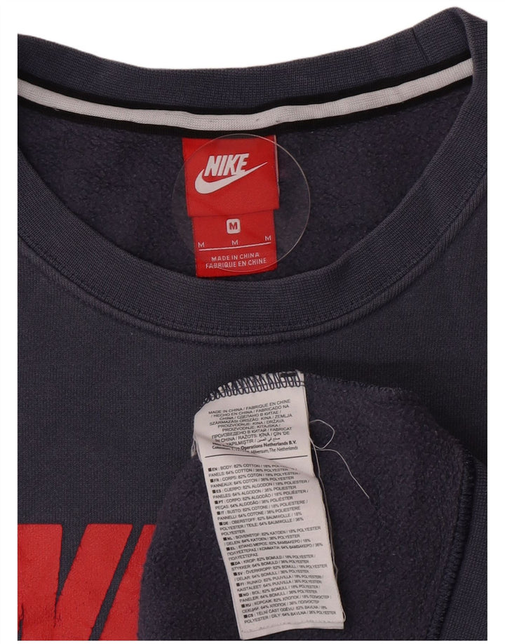 Мужской свитшот с рисунком Nike, хлопковый джемпер среднего синего цвета с цветными блоками