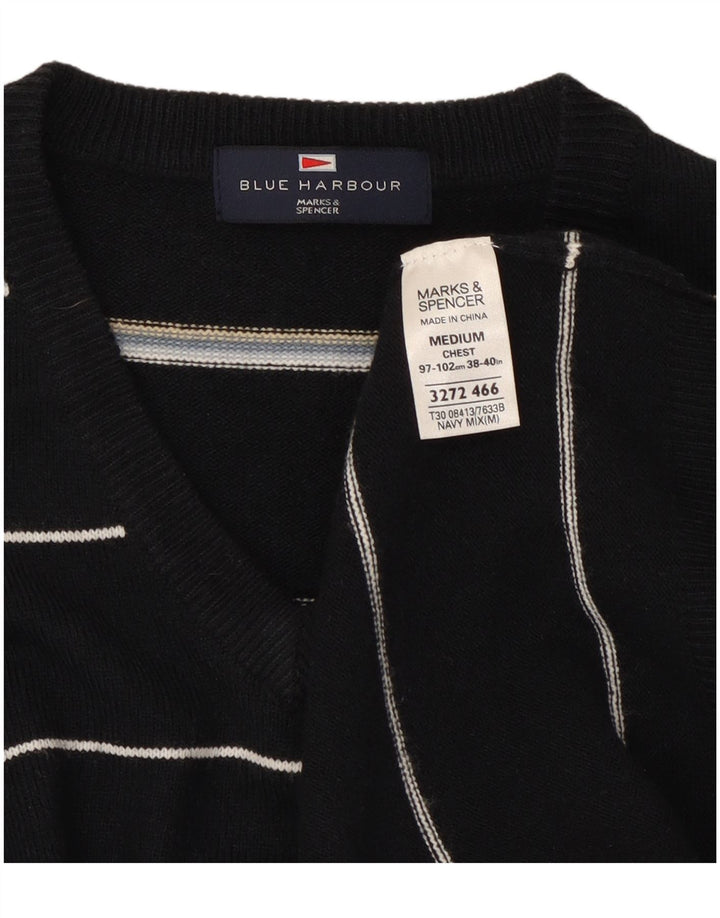 Мужской джемпер с v-образным вырезом Marks & Spencer Blue Harbour, средний темно-синий