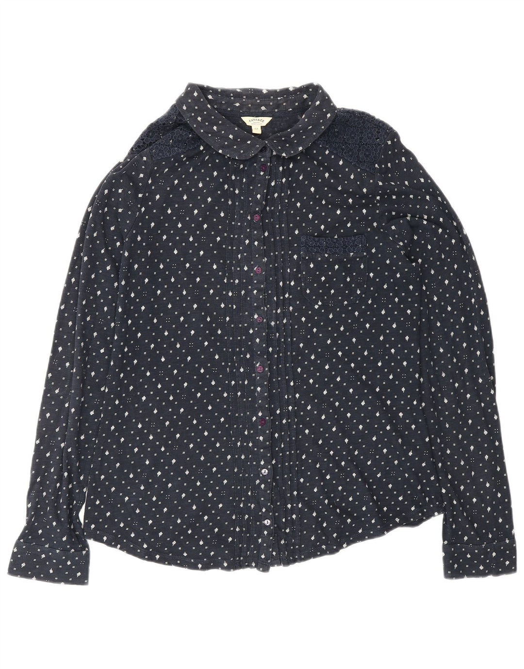 Женская блузка-рубашка FAT FACE UK 12, средний темно-синий цветочный хлопок