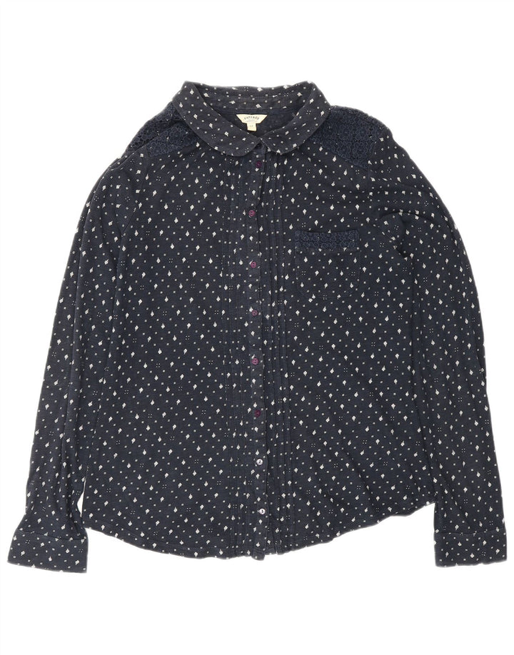 Женская блузка-рубашка FAT FACE UK 12, средний темно-синий цветочный хлопок