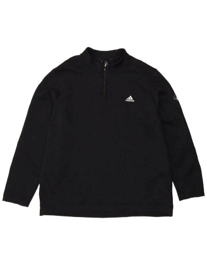 Мужской свитер Adidas с воротником на молнии 2XL, черный полиэстер